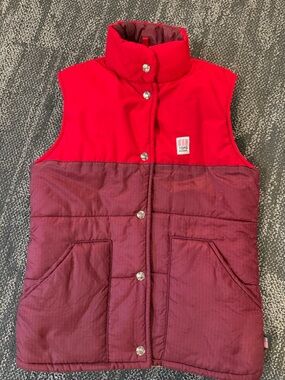 TOPO Designs Two-Tone Red/Burgundy Puffer Vest